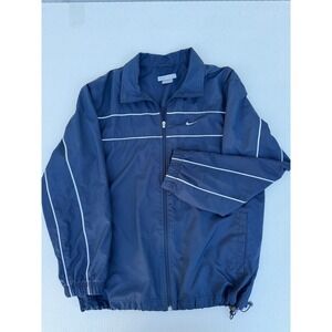 Vintage 90s Nike Windbreaker Jacket Mens Medium Navy Blue Full Zip Mesh Lined